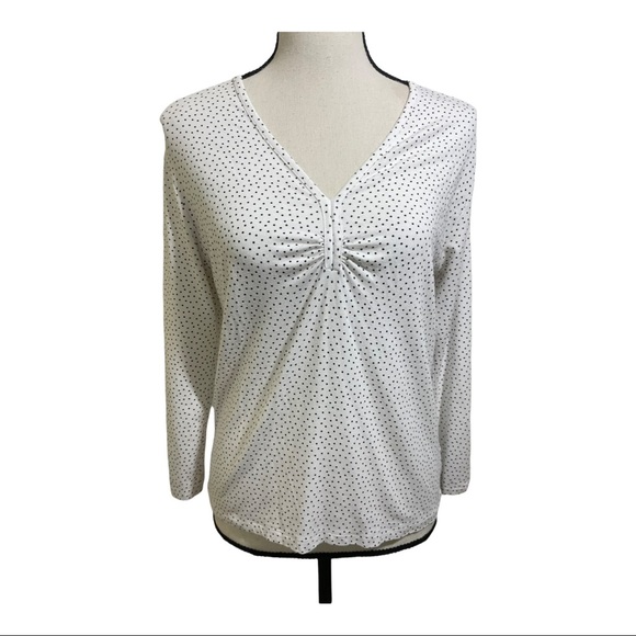 Pendleton womens top polk dots long sleeve white black Rayon size Small.… - Picture 7 of 10